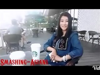 WMAF Japanese teen gets a big white cock